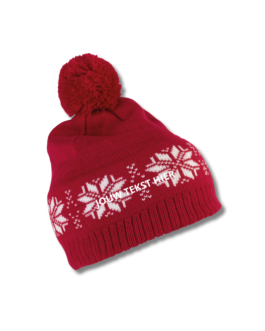 Gebreide kerstmuts - rood sterren