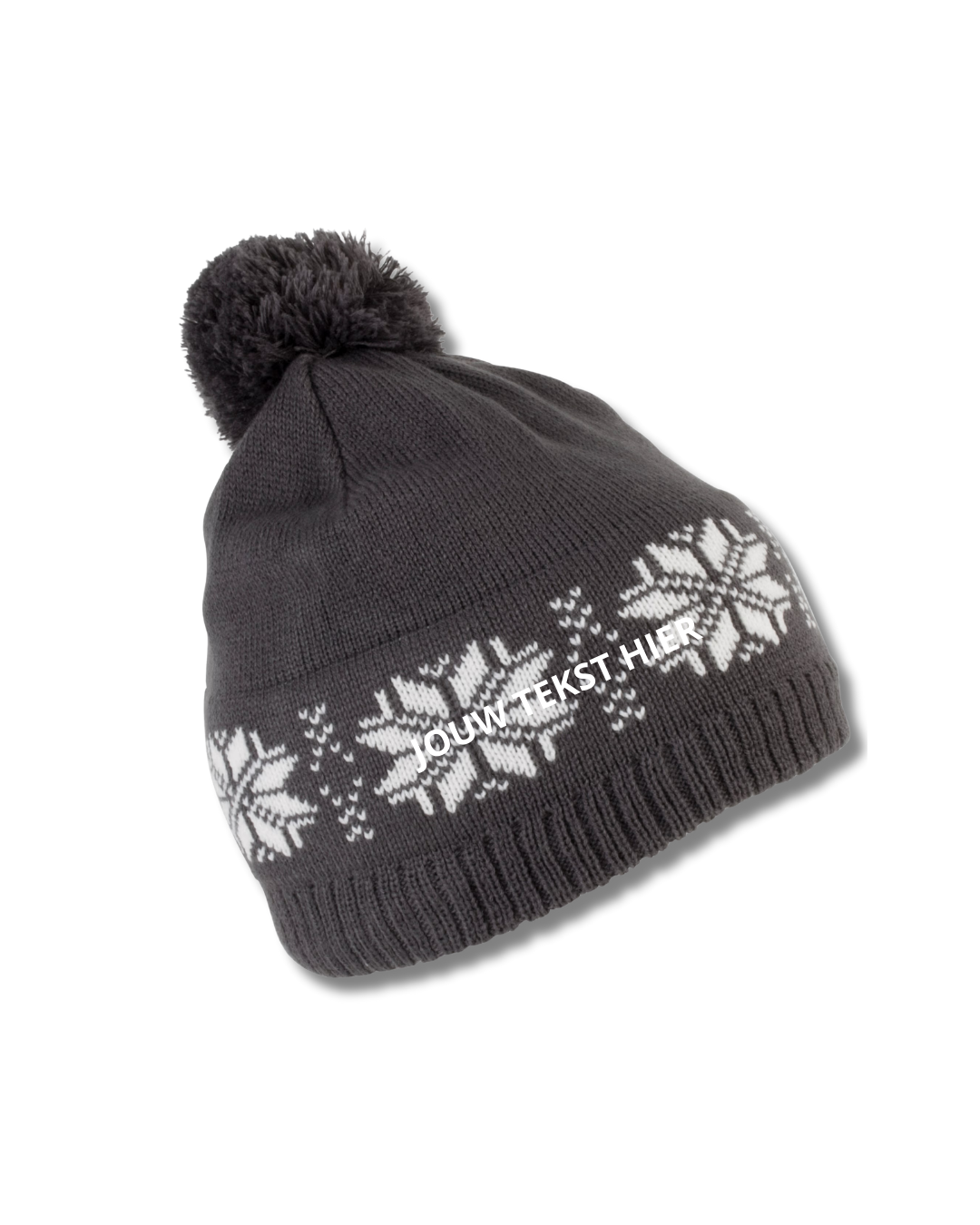 Gebreide kerstmuts - zwart sterren