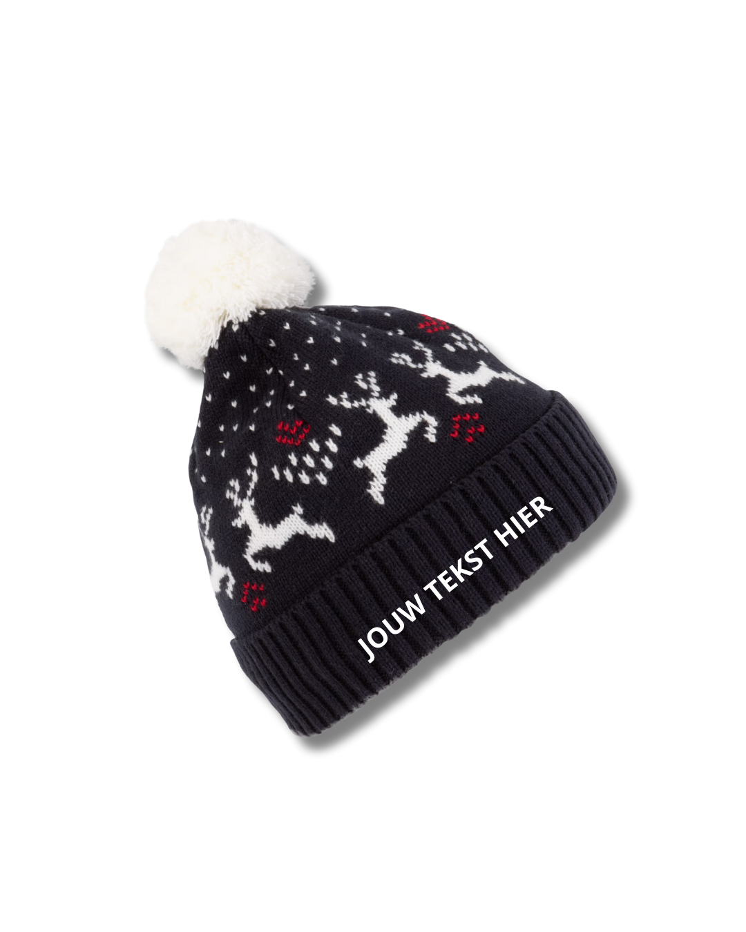 Gebreide kerstmuts - navy rendieren