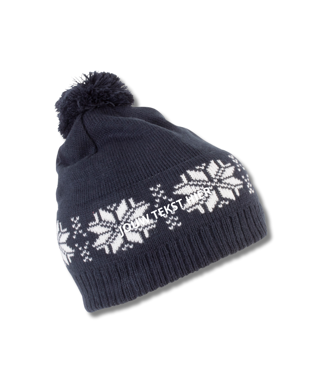 Gebreide kerstmuts - navy sterren