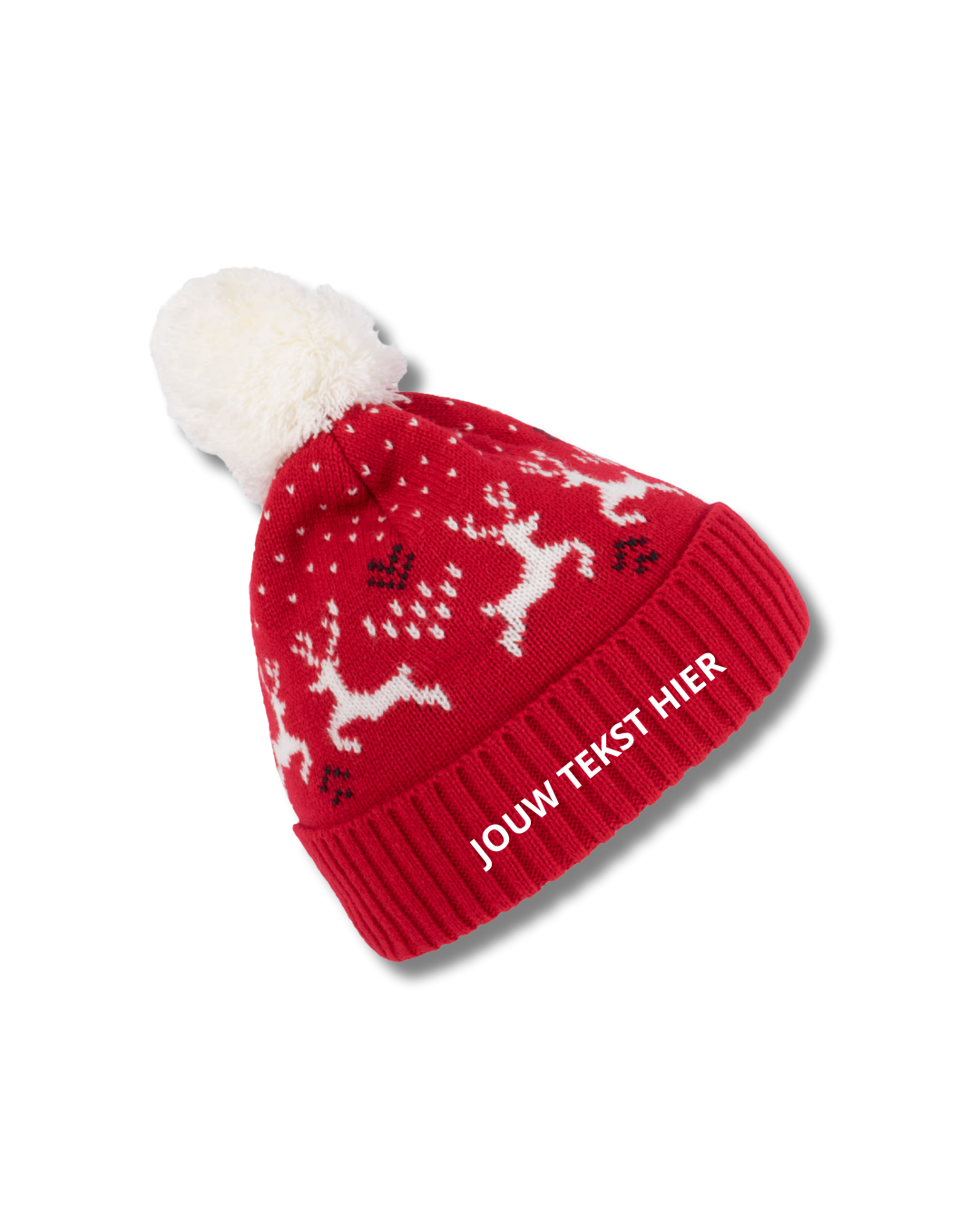 Gebreide kerstmuts - rood rendieren