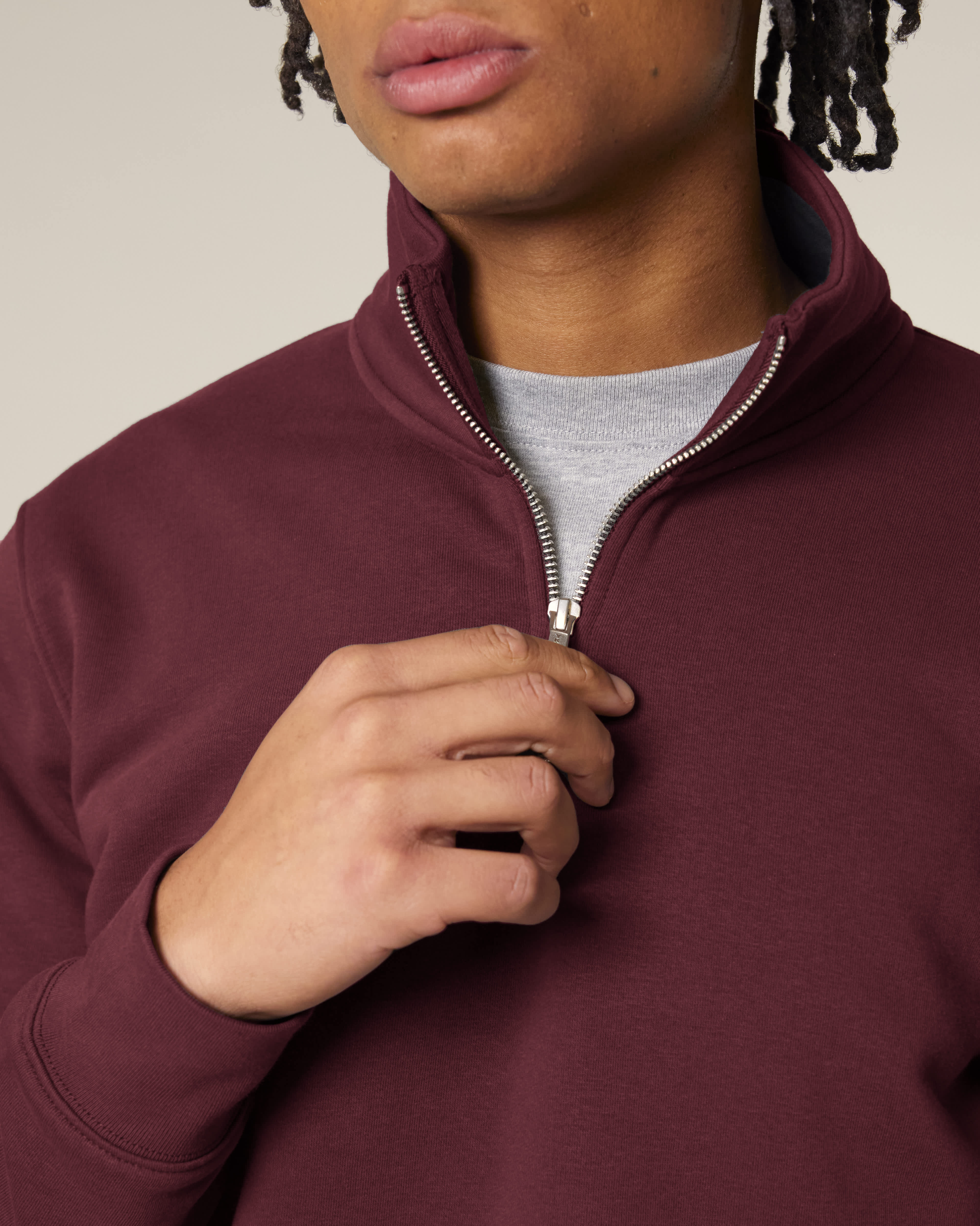 ZIP SWEATER - BURGUNDY