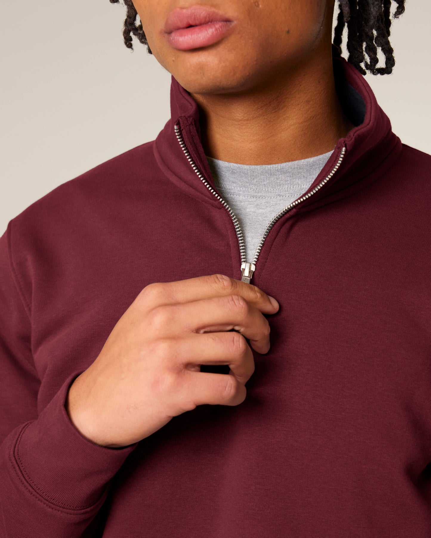 ZIP SWEATER - BURGUNDY