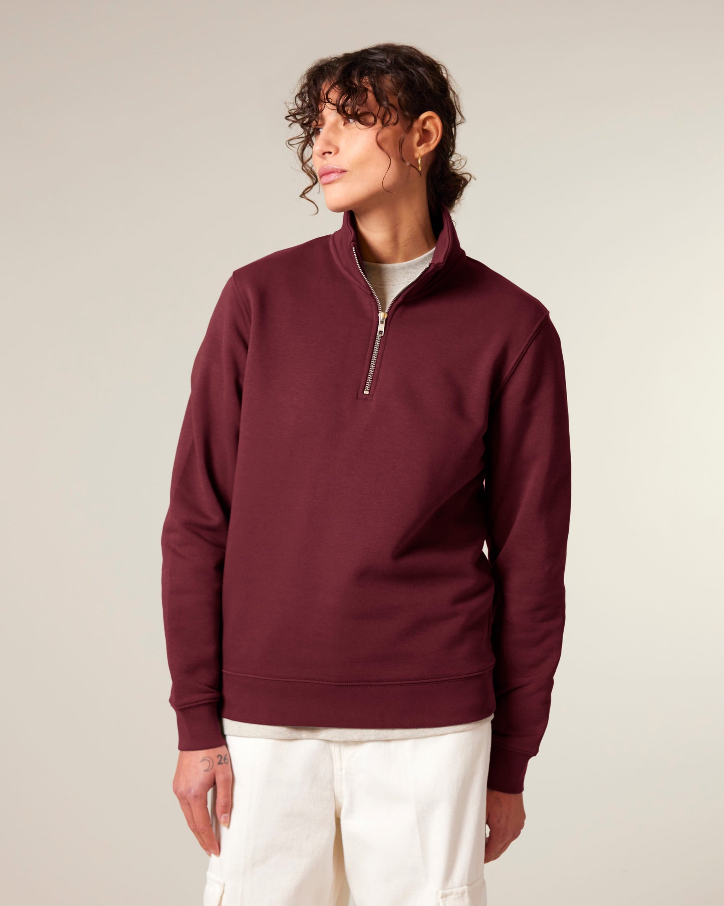 ZIP SWEATER - BURGUNDY