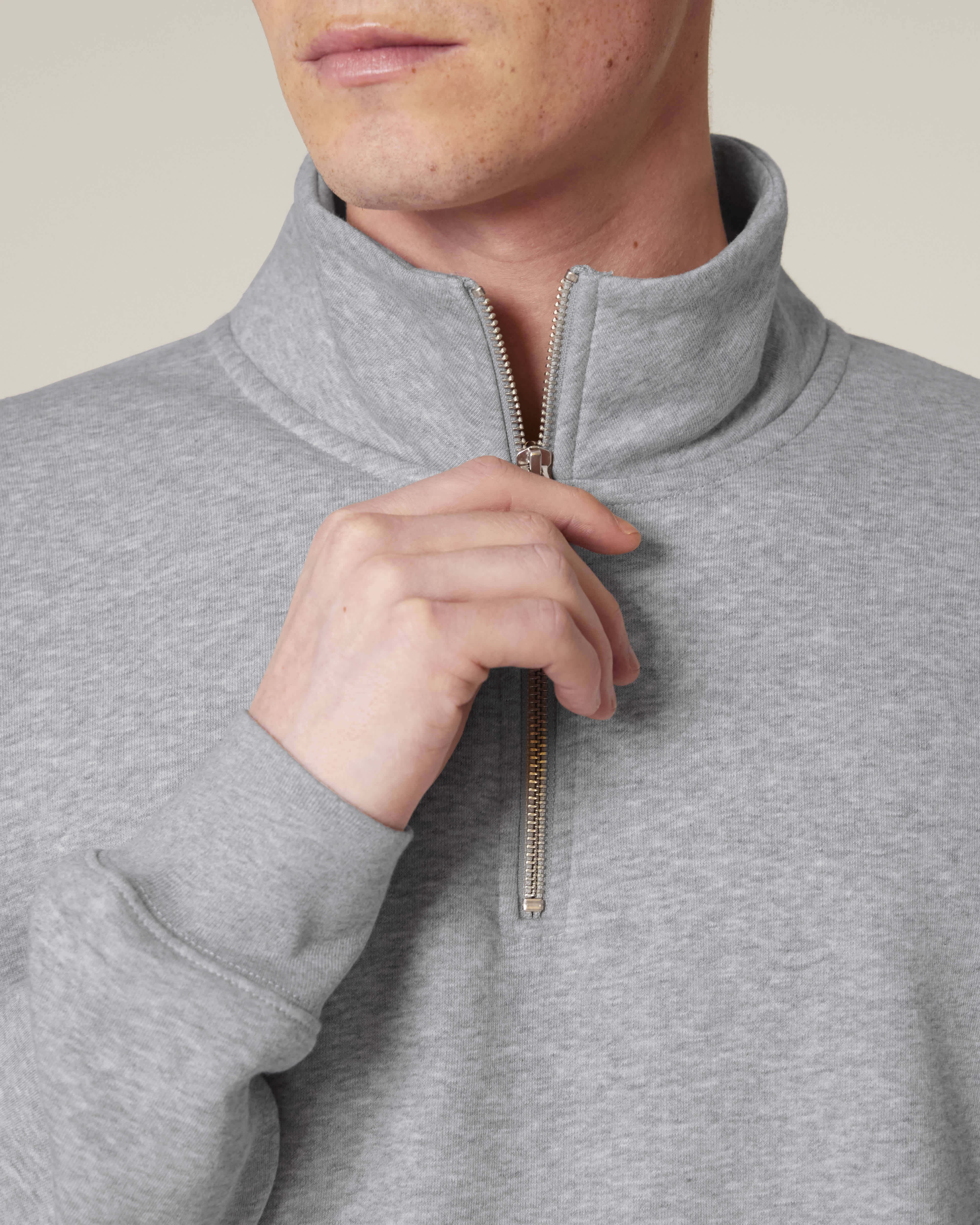 ZIP SWEATER - HEATHER GRIJS