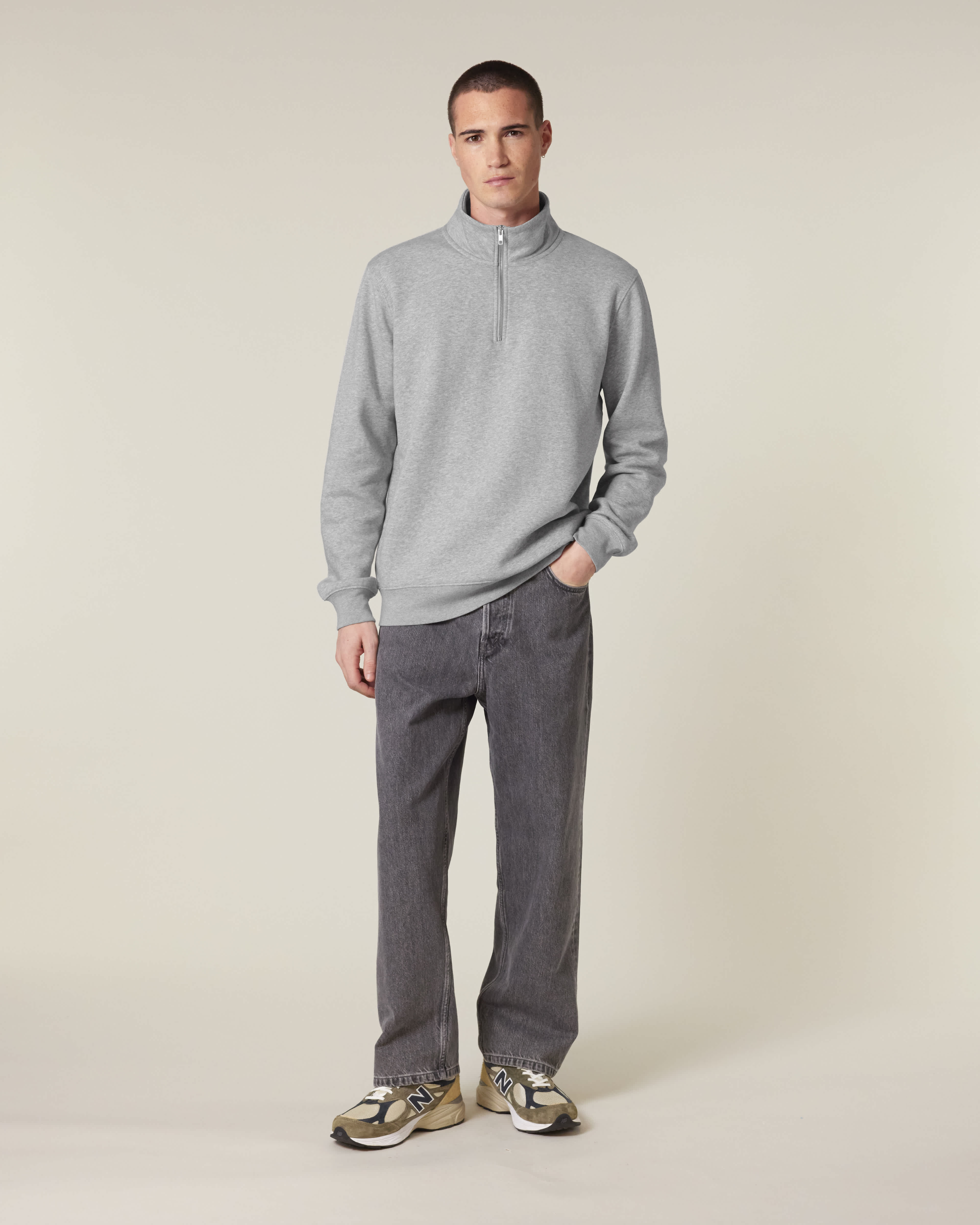 ZIP SWEATER - HEATHER GRIJS