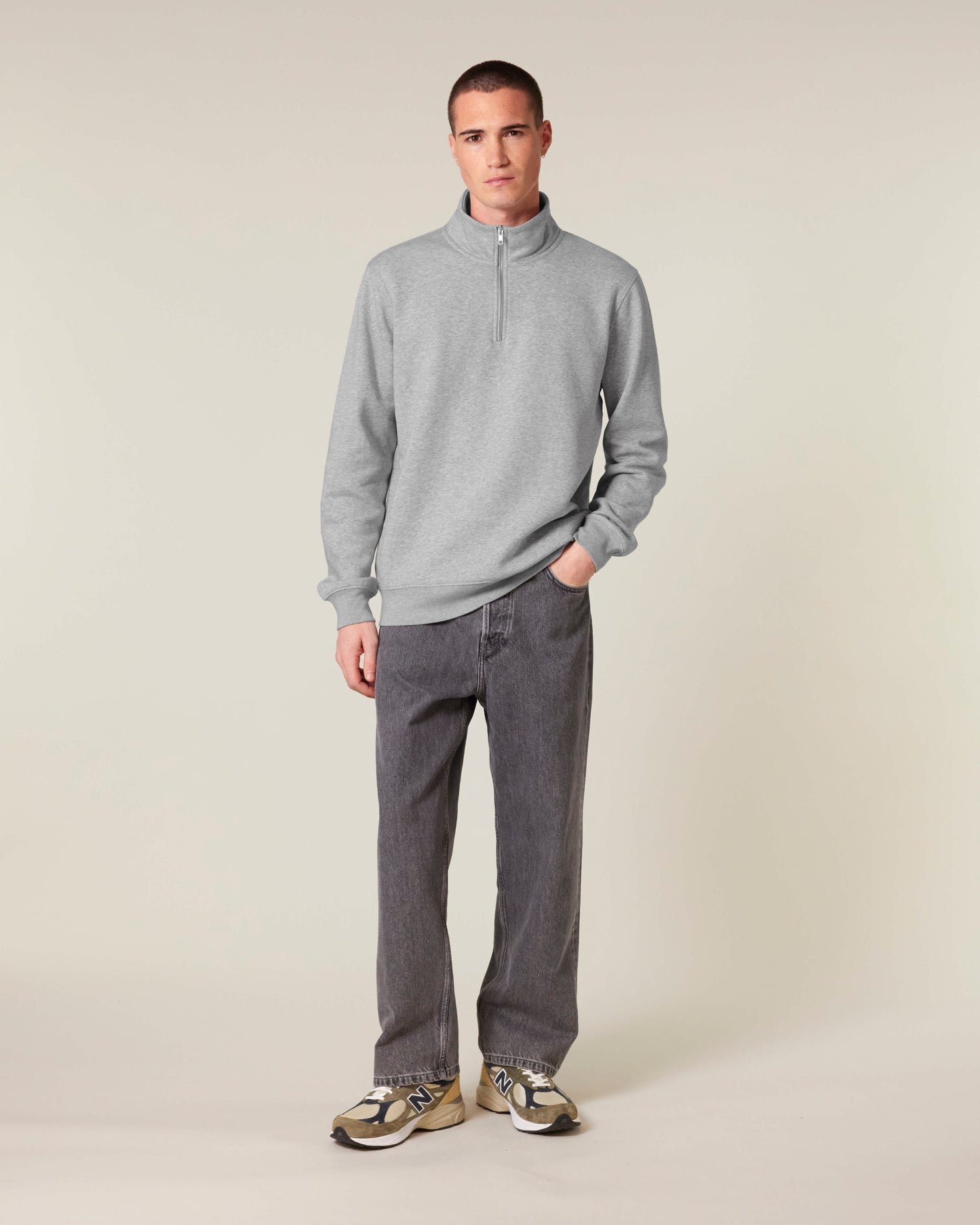 ZIP SWEATER - HEATHER GRIJS