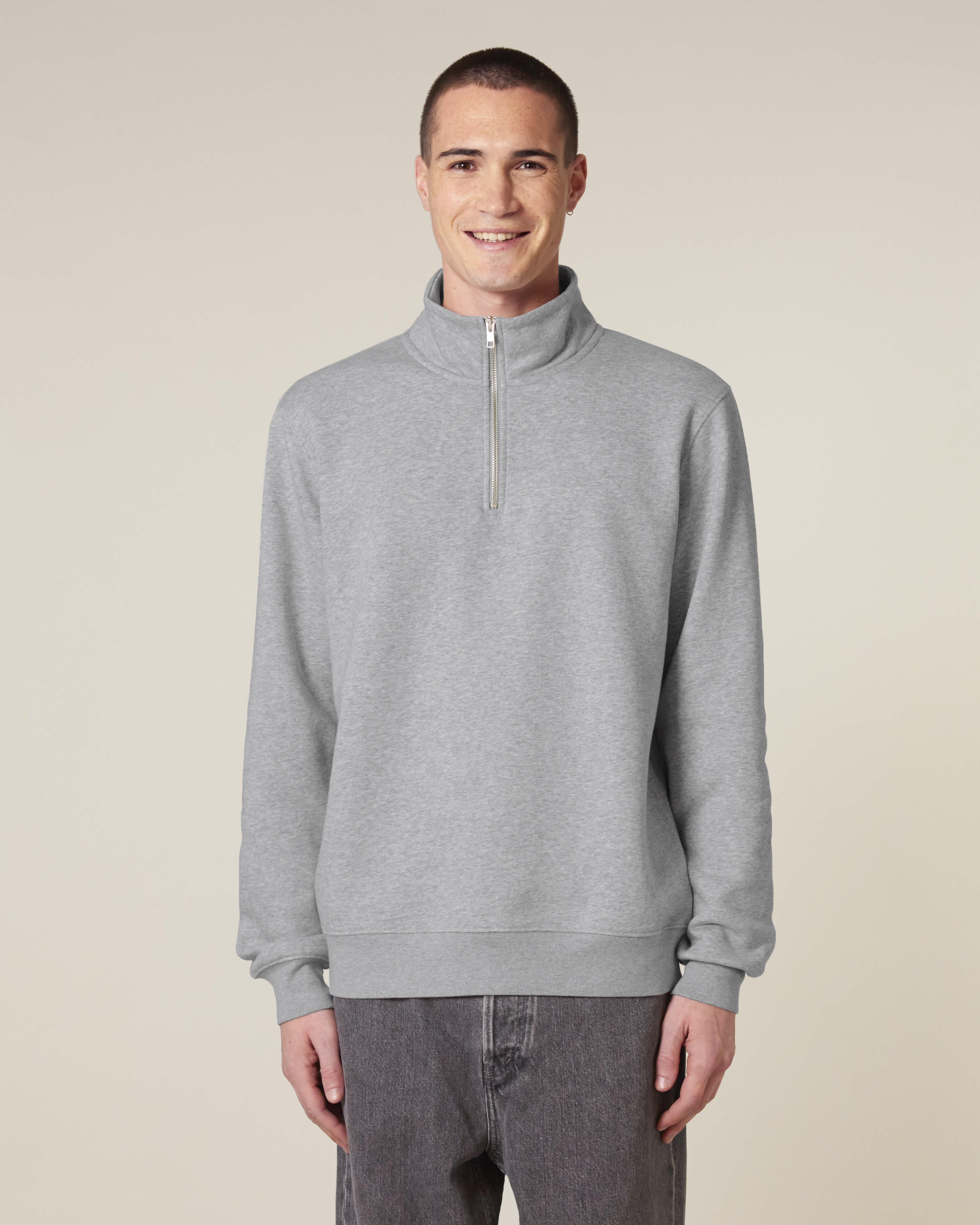 ZIP SWEATER - HEATHER GRIJS