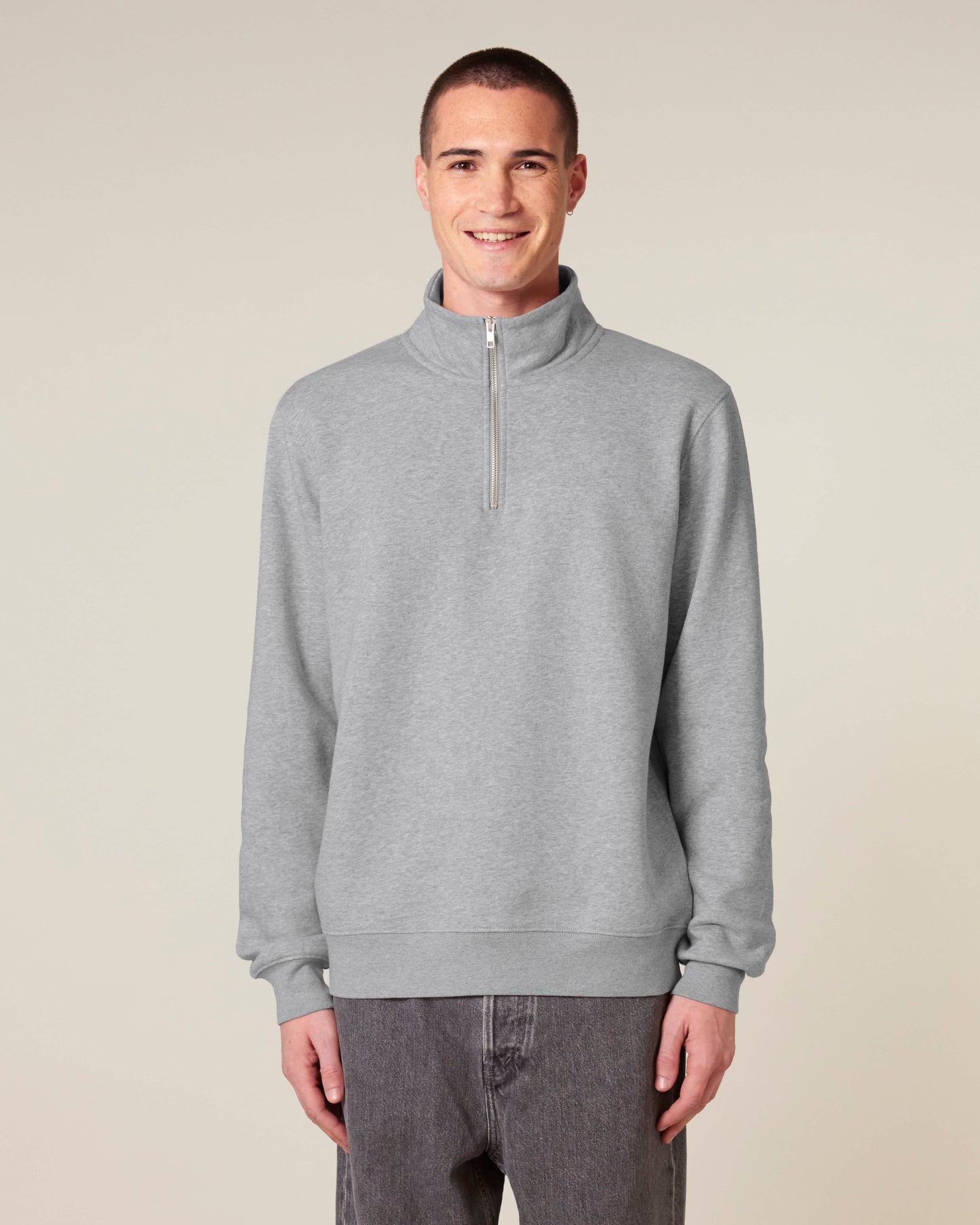 ZIP SWEATER - HEATHER GRIJS