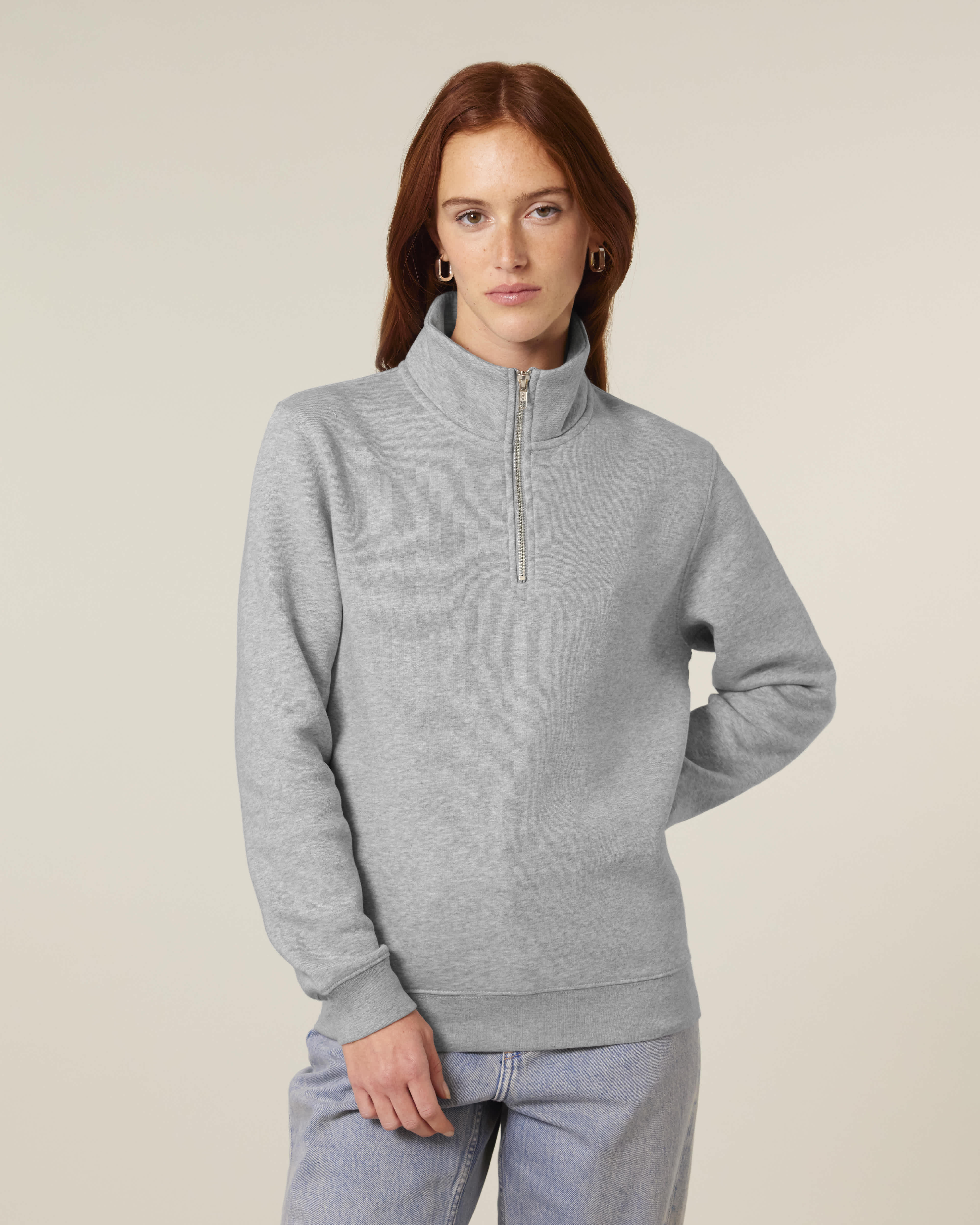 ZIP SWEATER - HEATHER GRIJS