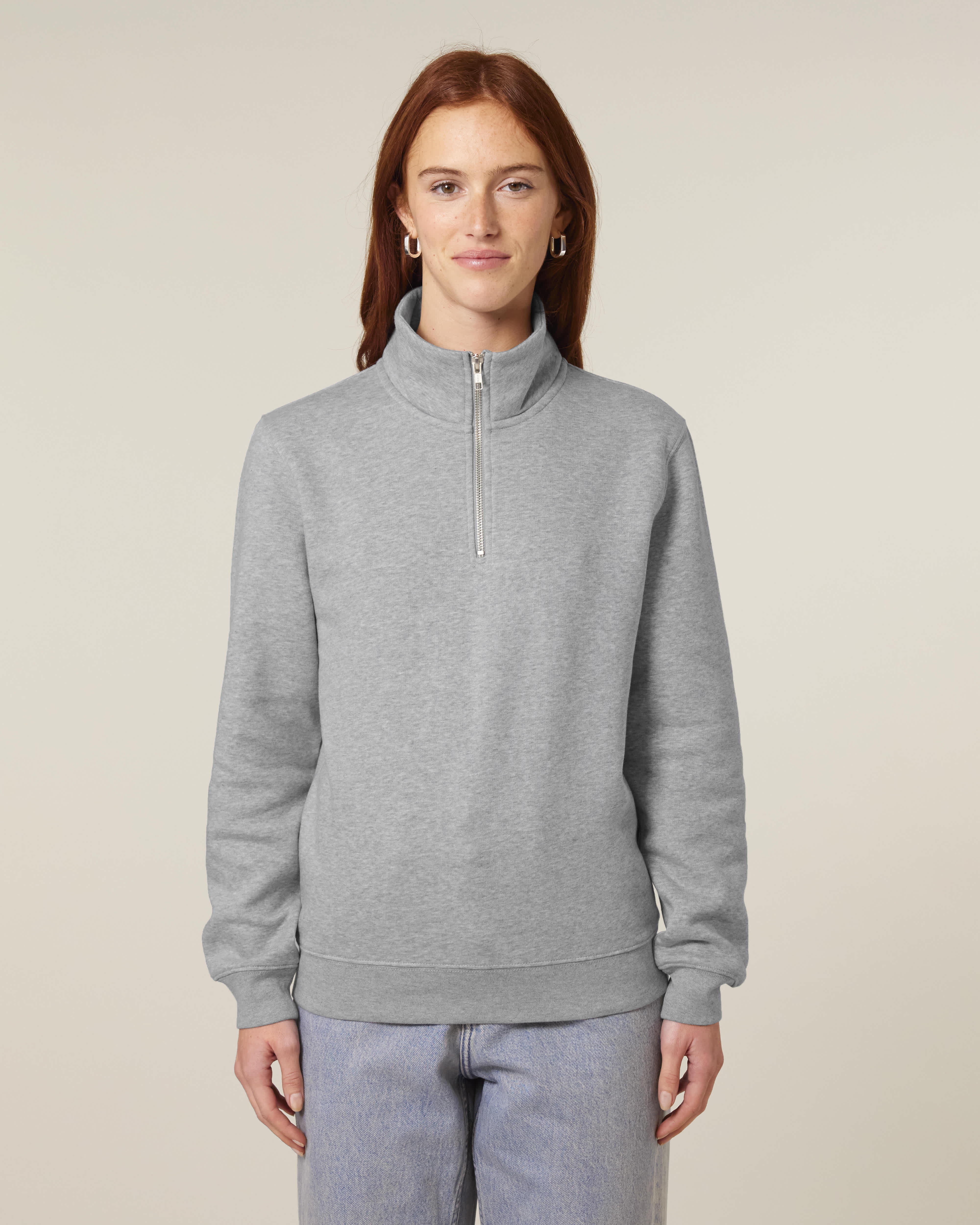 ZIP SWEATER - HEATHER GRIJS